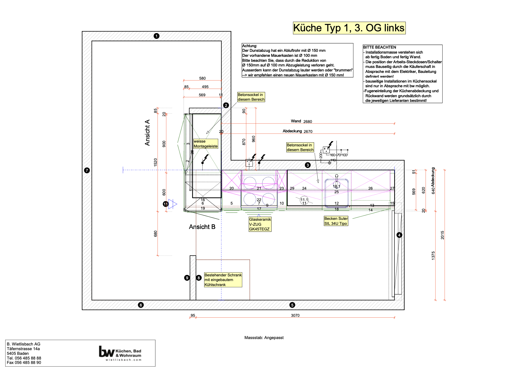 Planung Küche - Grundriss